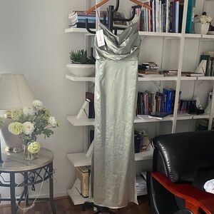 NWT Elegant Silver Satin Gown size 4